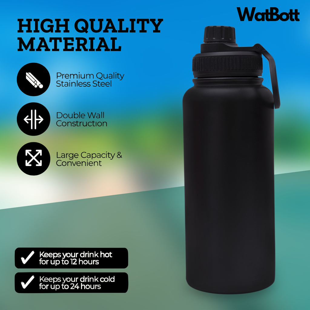 WatBott Dual Lid 1L insulated sport bottle